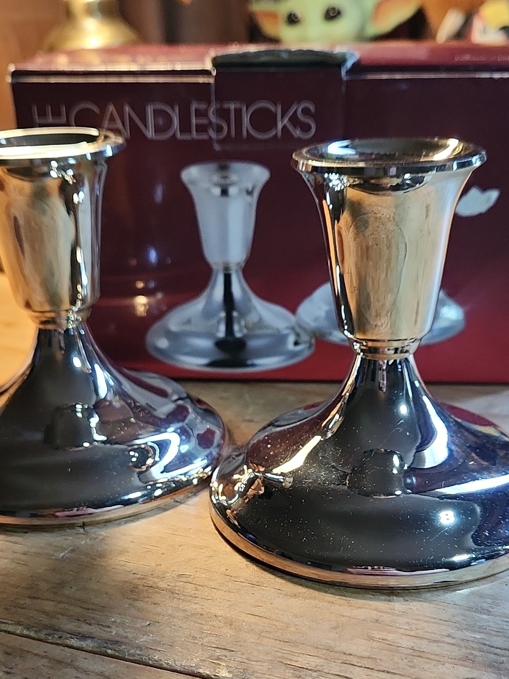 F.B. Rogers Silverplate Taper Candle Holders Pair 3.5in Round Boxed, Vintage New